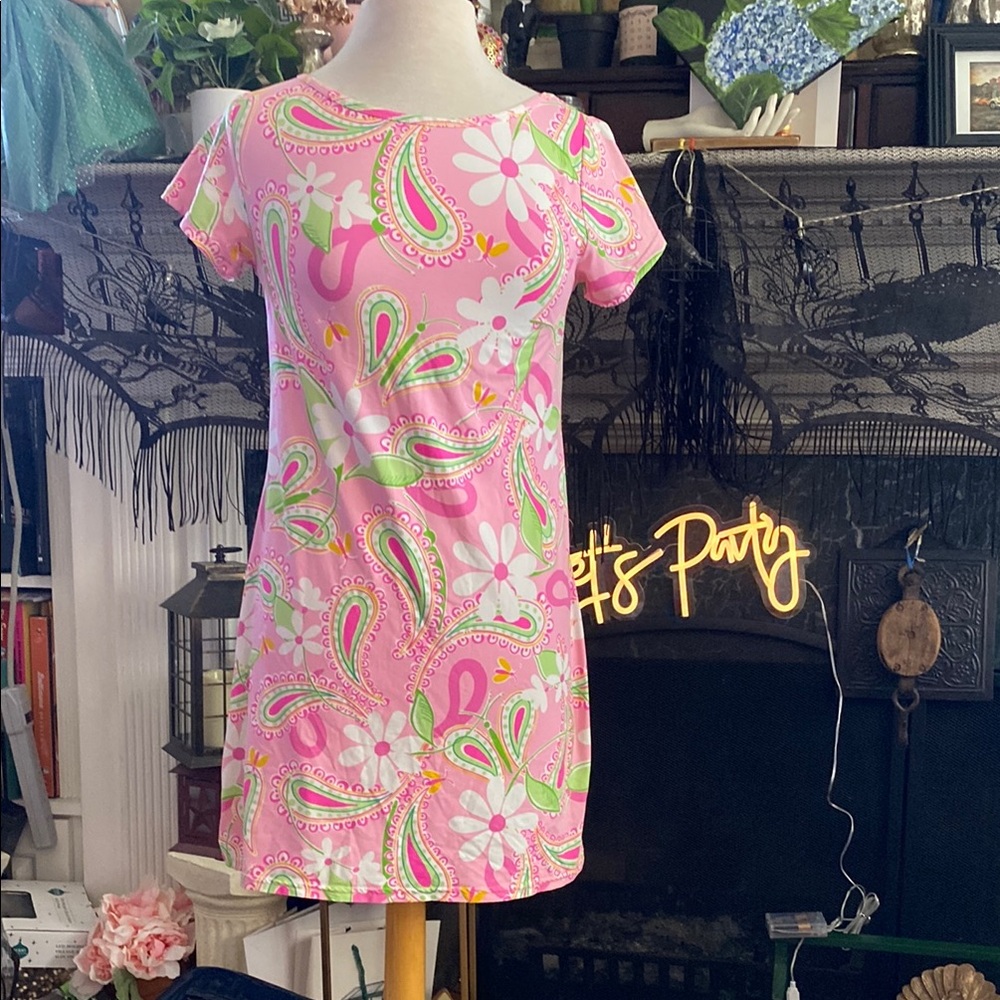 Lilly Pulitzer Pink Green Sheath Dress Crew Neck Resort